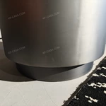 Modern Round Sofa Side Table with Cylindrical Form and Brushed Stainless Steel Finish